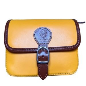 Italian Leather Purse 👜 Real leather, made in Italy. Mustard yellow & brown!